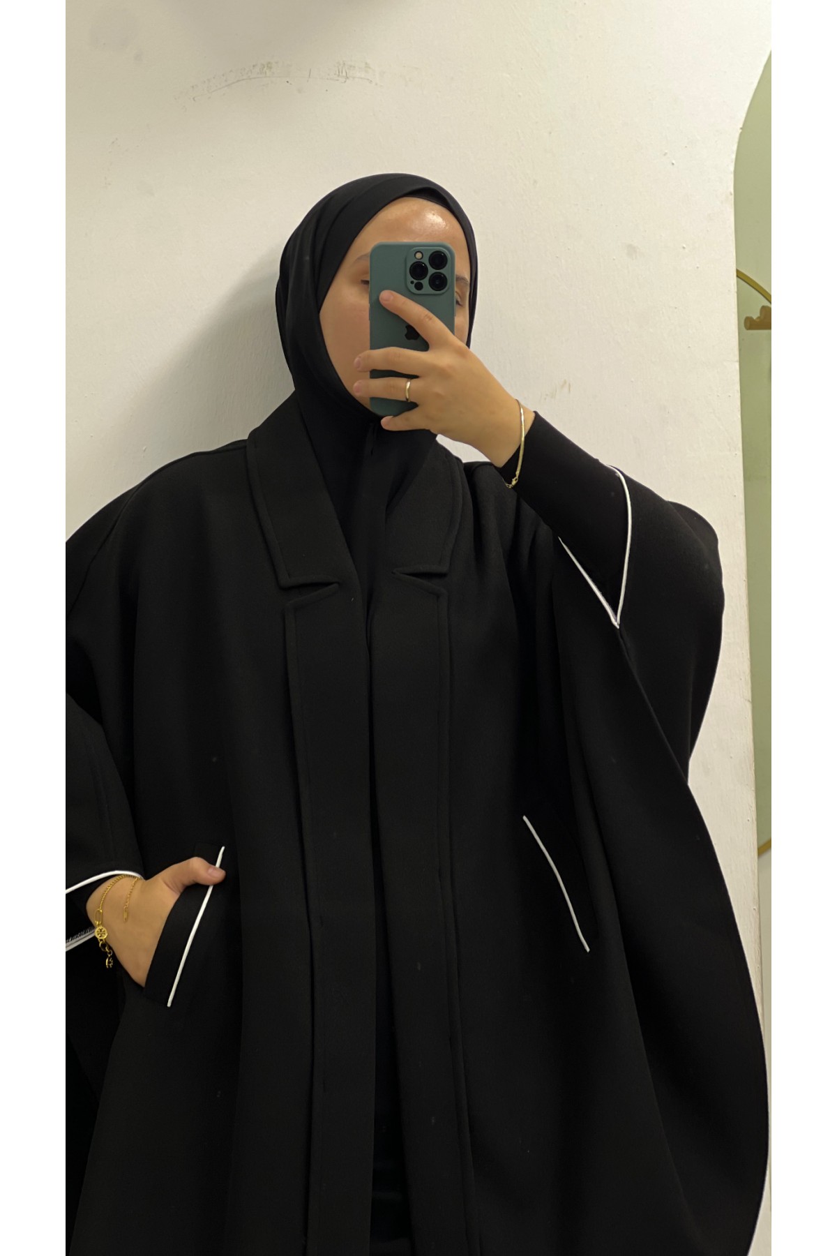 Sade Yaka Tasarım Panço 95cm (Kol ve Cep Biyeli)